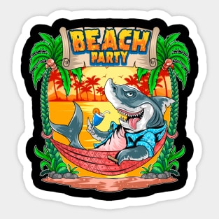 Shark in the summer beach party Sticker